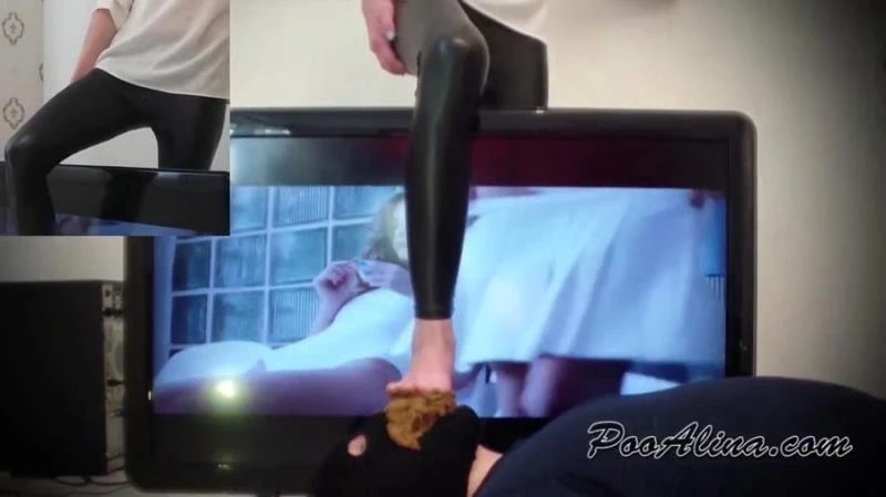 Bunny Hustler - Alina shitting in mouth of the toilet slave sitting on the TV with Poo Alina  (2024) [1280x720]